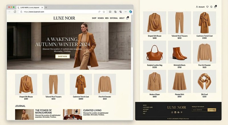 Minimal fashion concept store homepage design