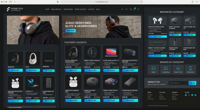 Electronics concept store with gadgets