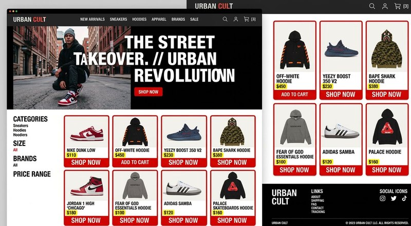 Streetwear concept store with sneakers